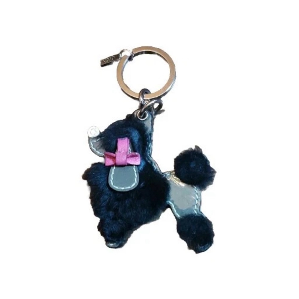 Coach Black Patent Poodle Key Fob Charm